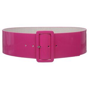 8773 Ladies High Waist Patent Leather Wide Fashion Square Belt, Hot Pink |
